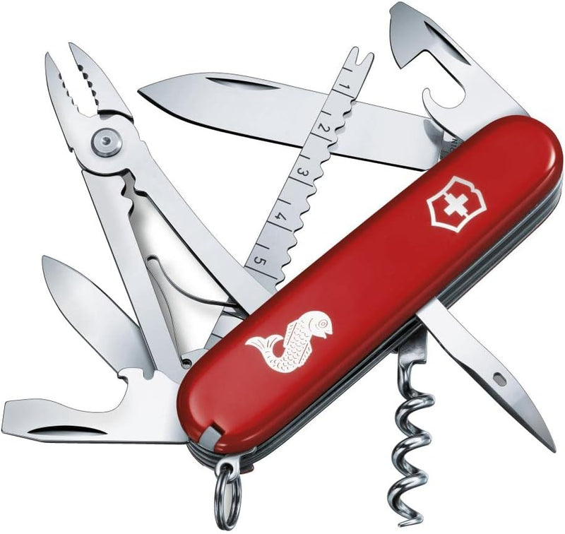 Victorinox, Taschenmesser, Angler, 91 mm, rot (18 Funktionen, Klinge, Korkenzieher, Dosenöffner, Kli