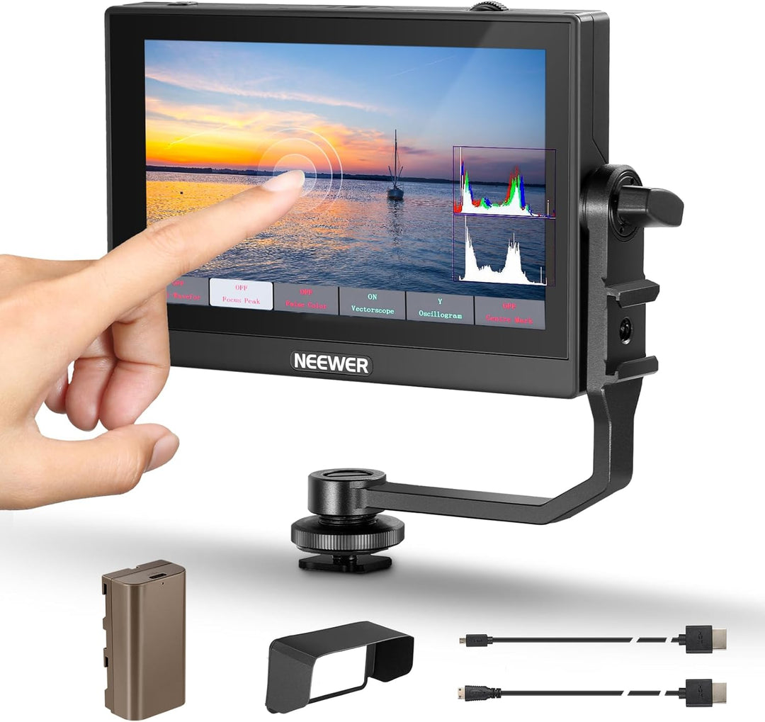 NEEWER F500 5,5" Kamera Feldmonitor, HDR Touchbildschirm mit 3D LUT, Wellenform, Vektorskop, Voll HD