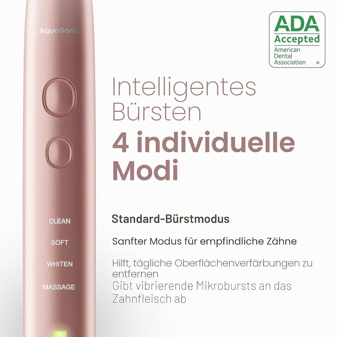 Aquasonic Vibe Serie Ultra Aufheller Zahnbürste - ADA Geprüfte elektrische - 8 Bürstenköpfe &amp; Reisee