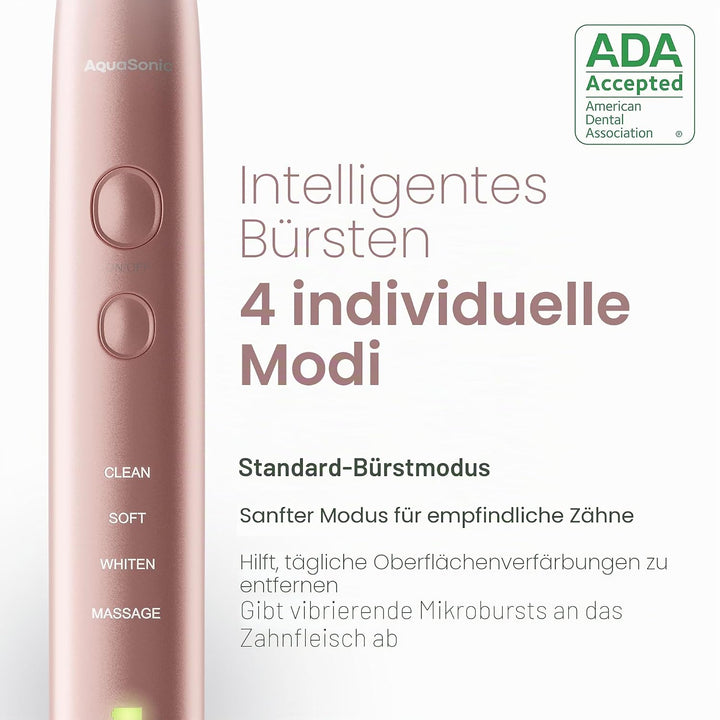 Aquasonic Vibe Serie Ultra Aufheller Zahnbürste - ADA Geprüfte elektrische - 8 Bürstenköpfe &amp; Reisee