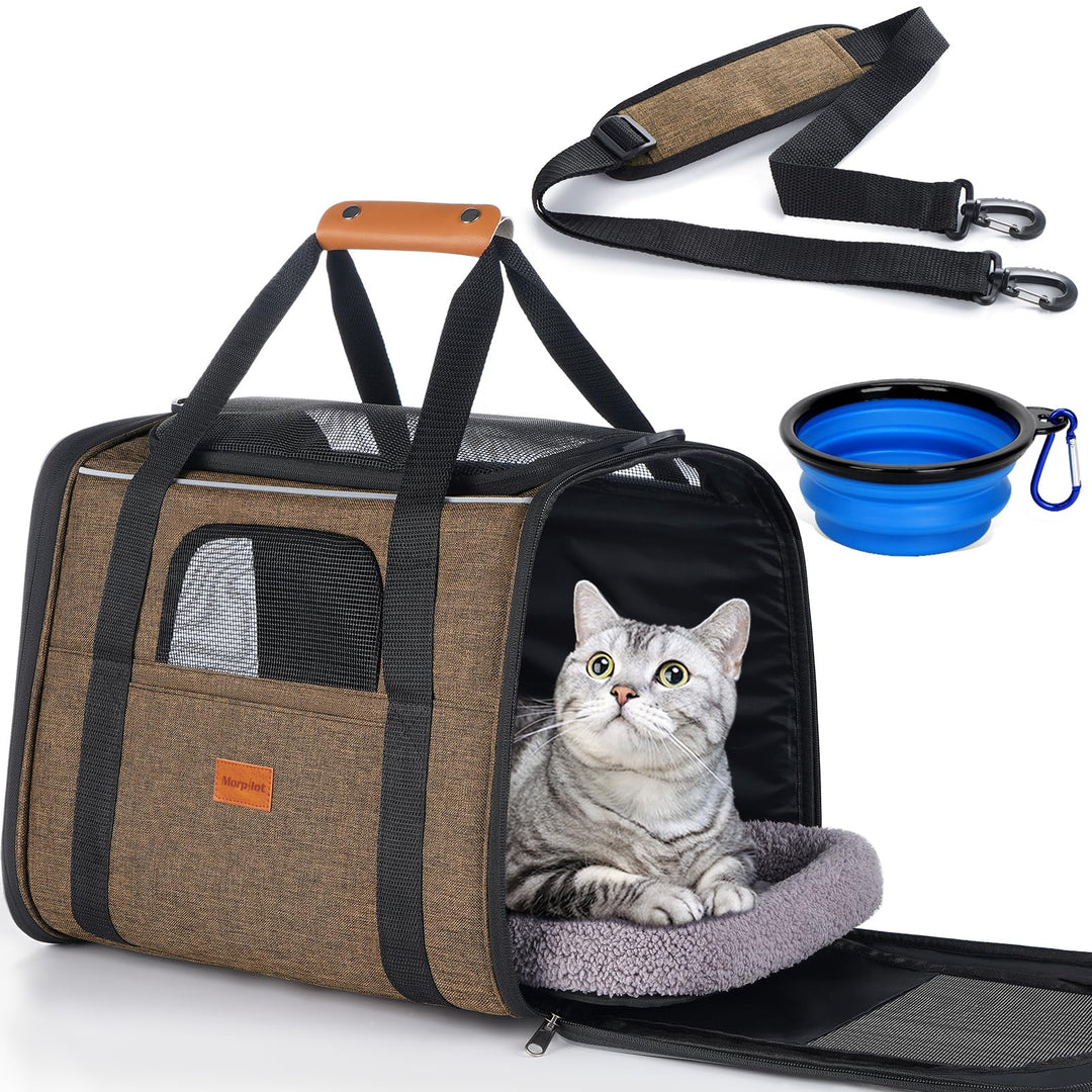 Morpilot Katzentransportbox für grosse Katzen und Welpen Katzenbox Hundetasche mit Sicherheit Reissv