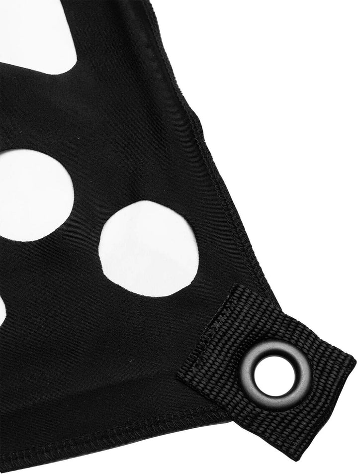 PSYWORK Schwarzlicht Segel Spandex | 3D Neon Spiderweb Black | Weiss | 3 x 3m | UV-aktiv | Leuchtend