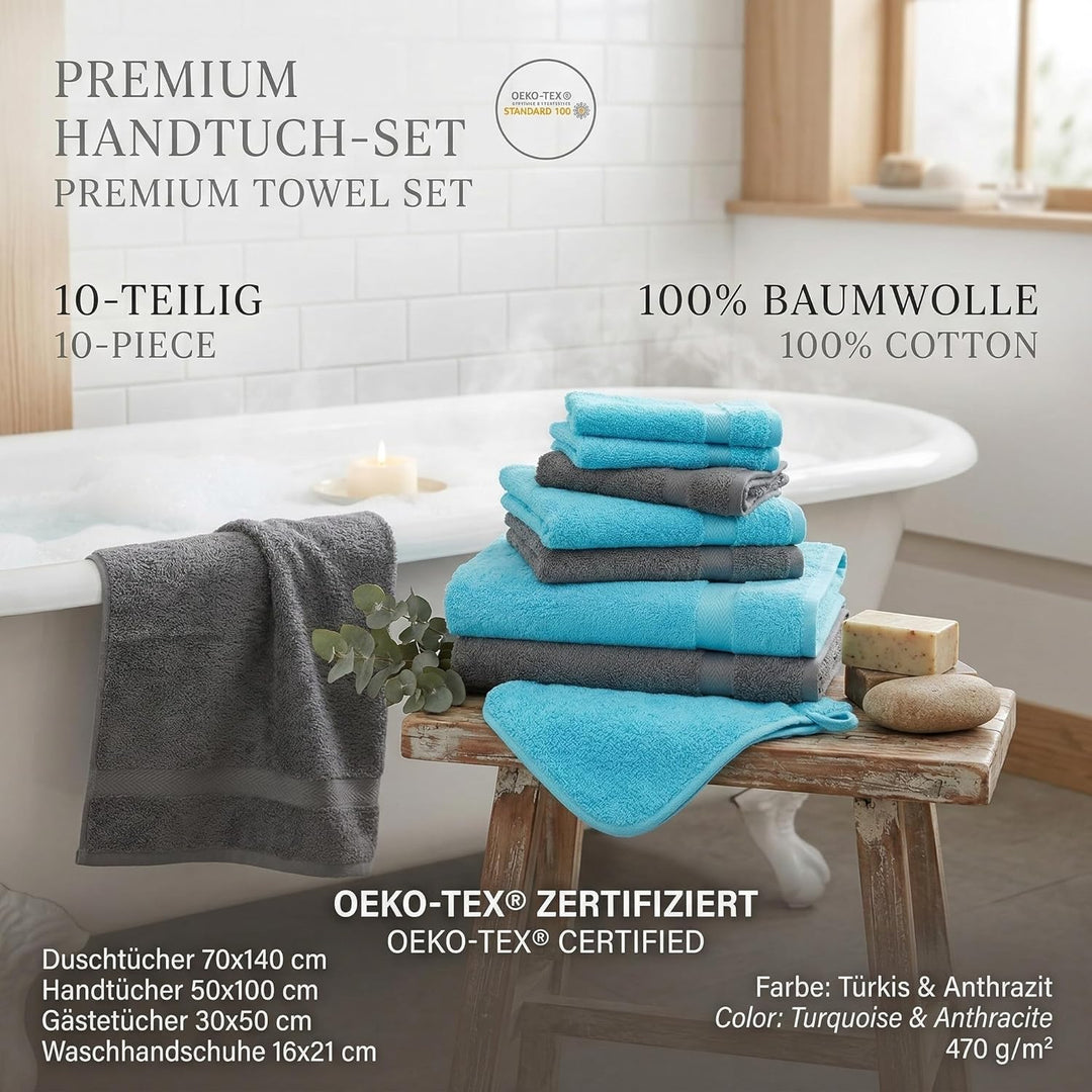 Betz Premium 10er Handtuch-Set - 2X Duschtücher - 4X Handtücher - 2X Gästetücher - 2X Waschhandschuh