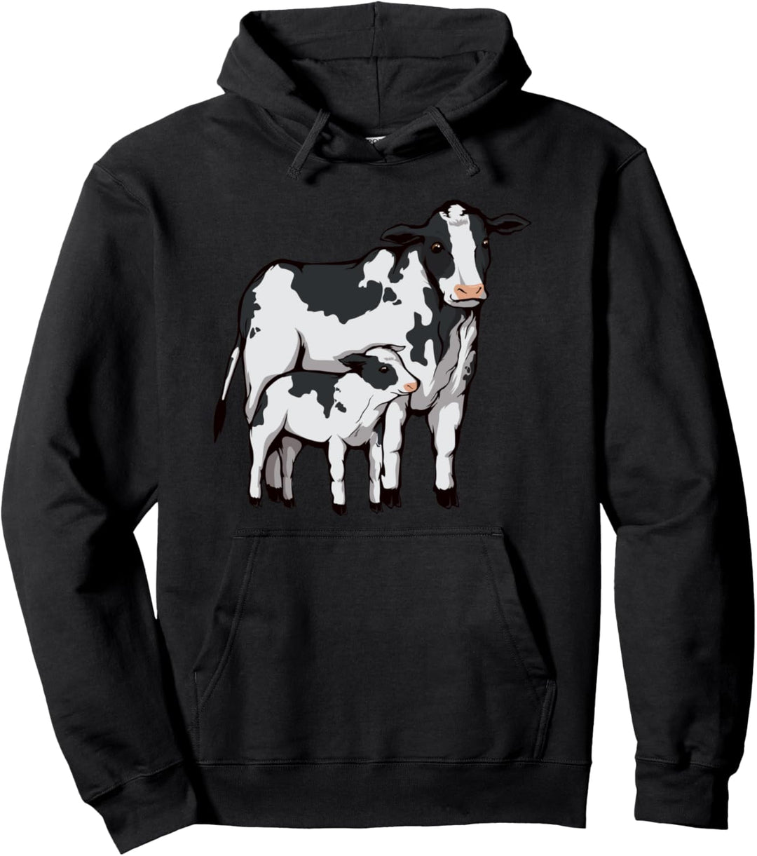 Kühe Zeichnung Mutter Kuh Kalb Rind Landwirt Sachen Kuh Pullover Hoodie