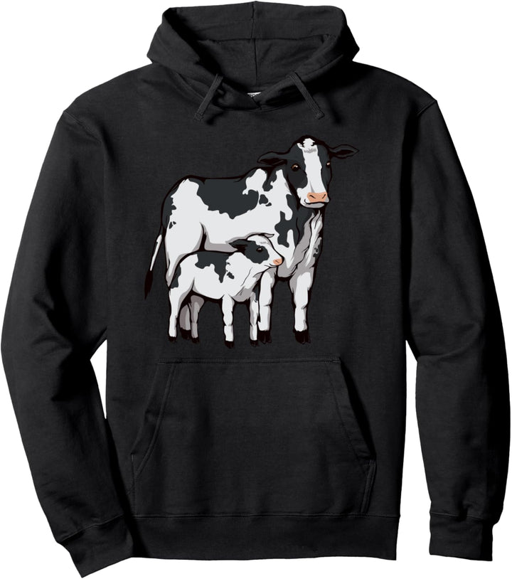 Kühe Zeichnung Mutter Kuh Kalb Rind Landwirt Sachen Kuh Pullover Hoodie