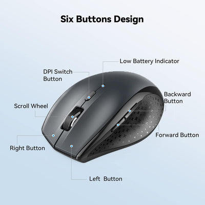 TECKNET Maus Kabellos, Bluetooth-Funkmaus, 3200 DPI Maus Kabellose Bluetooth Mouse 6 Verstellbare DP