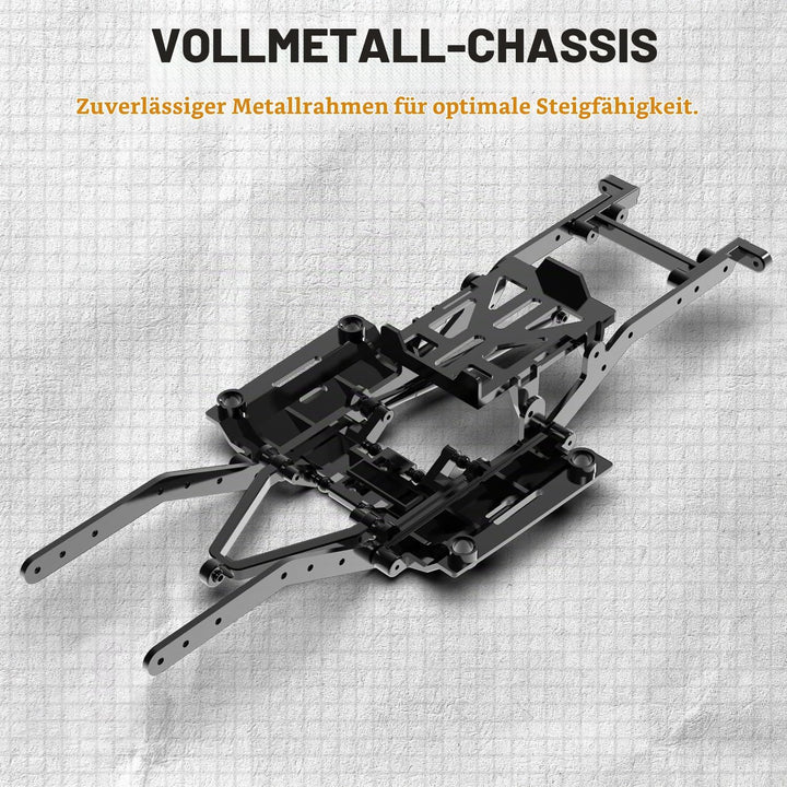 RACENT 1:24 4WD Off-Road RC Auto mit Metallkarosserie und hochwertigem Motor (Weiss), Weiss