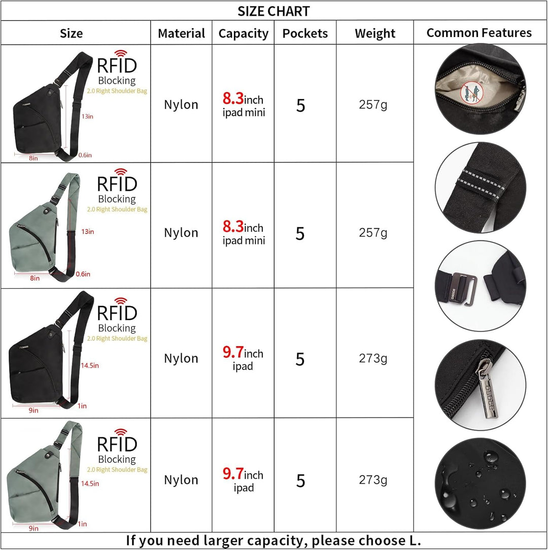 Umhängetaschen Herren RFID Wasserfeste Mini Bauchtasche Mehrere Taschen Schultertasche Anti-Diebstah