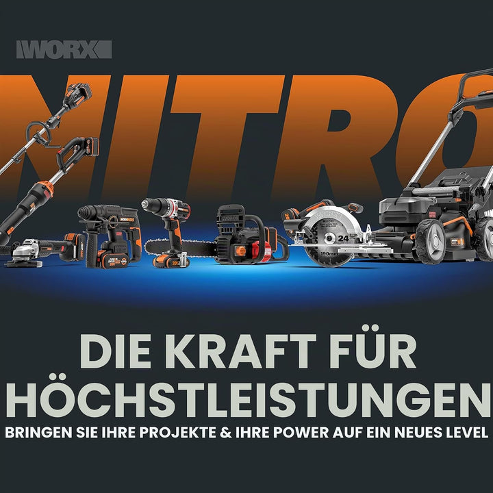 WORX NITRO WX531.9 Akku Kreissäge 20V – Leistungsstarke Bürstenlose Kreissäge & WX026.9 NITRO LED Ak