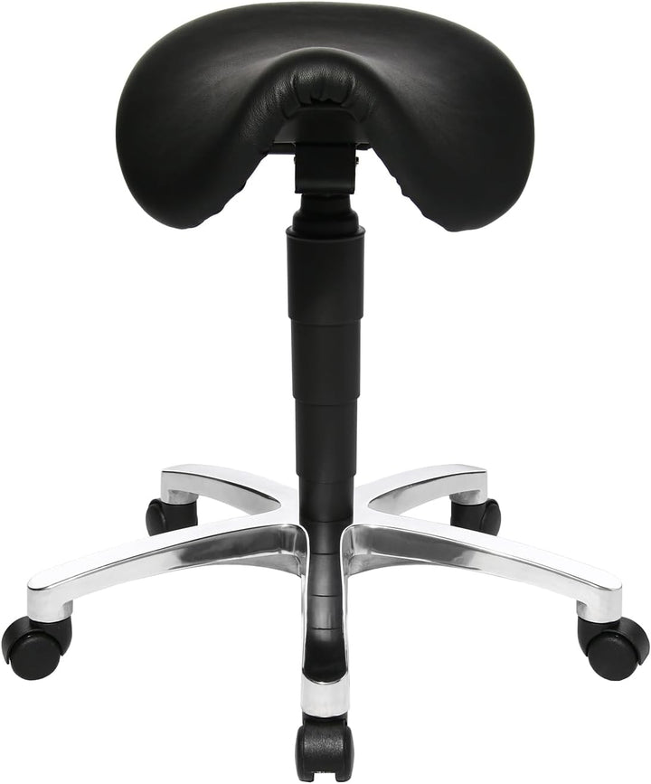 Topstar 70649A80Q Drehhocker, Rollhocker, Arbeitshocker - Bonanza mit Sattelsitz / Leder, schwarz, 5