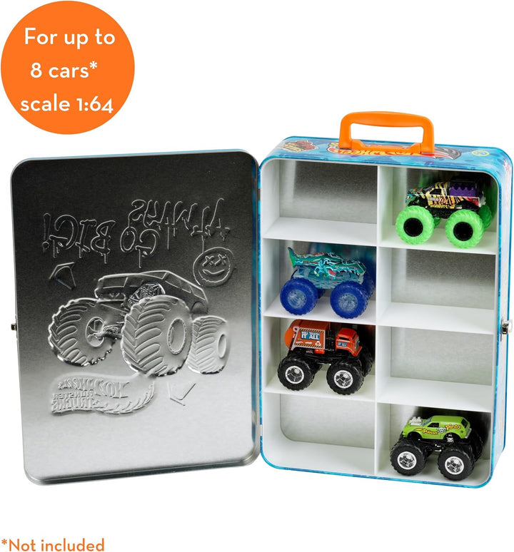 Theo Klein 2557 Hot Wheels Monster Truck Sammelkoffer aus Metall | Koffer für bis zu 8 Autos (1:64)