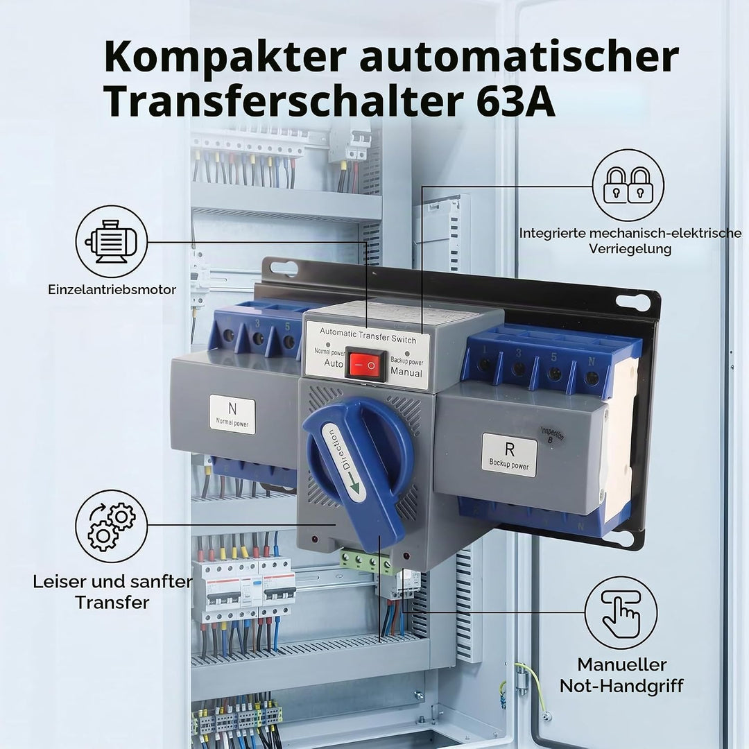 Mini 63A 4P Dual Power Automatic Transferschalter Stellen Sie die Funktion des schnellen Schliessens