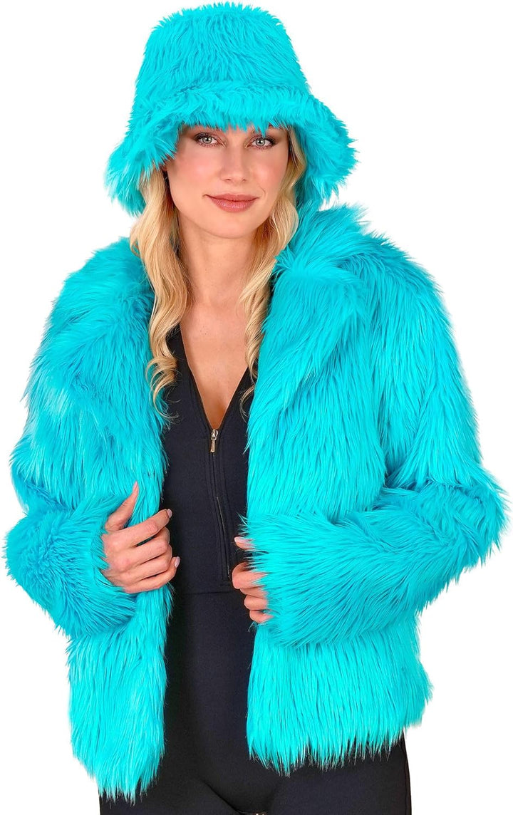 W WIDMANN MILANO Party Fashion - Damen Kunstfell-Jacke, flauschiger Pelz, Plüschjacke, Kostüm, Party