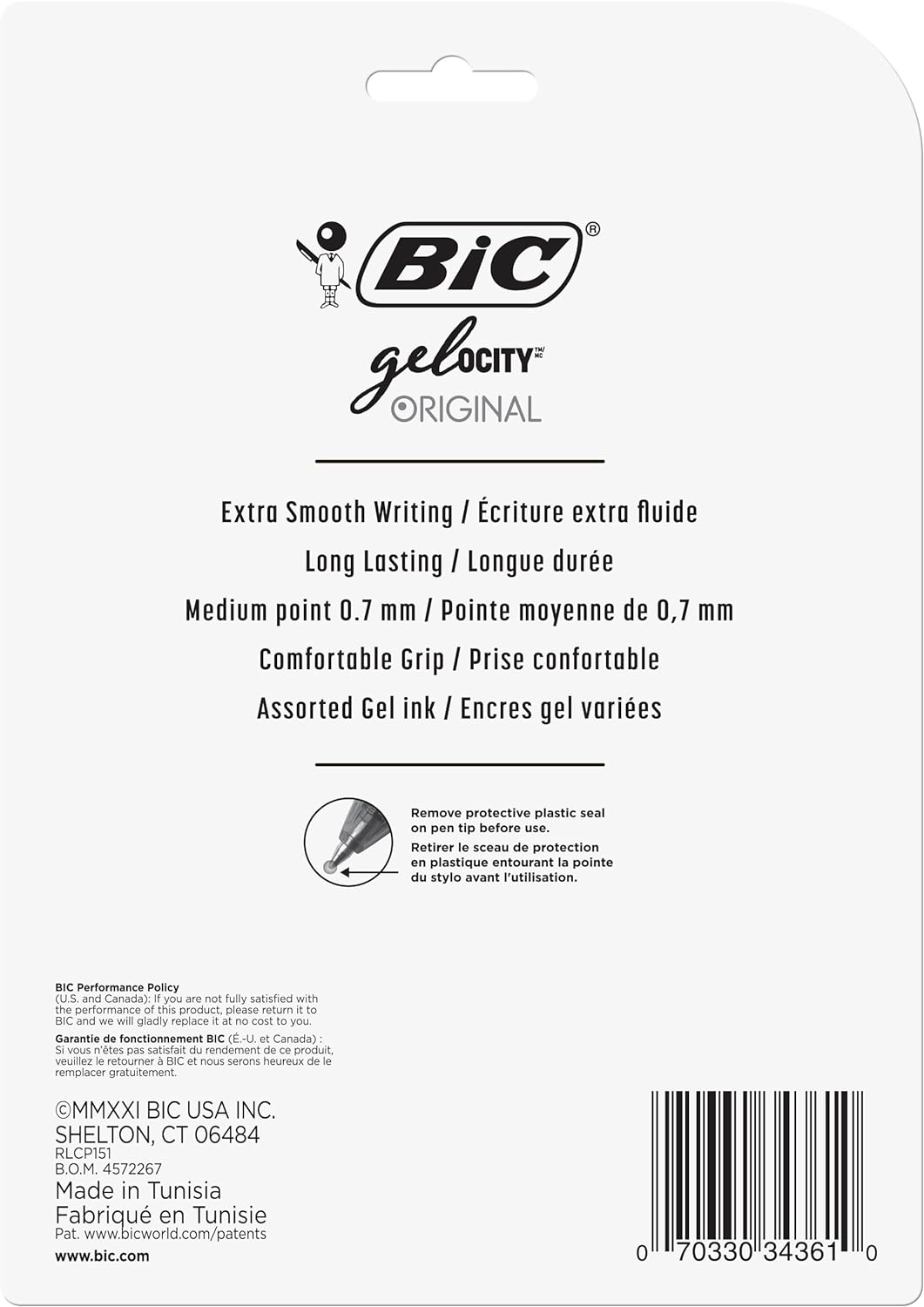 BIC Velocity Gel Retractable Pen, 0.7mm, Assorted Ink, 15 Count (RLCP151-Ast) by BIC