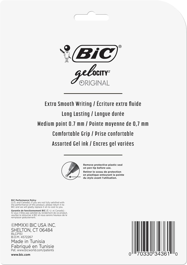 BIC Velocity Gel Retractable Pen, 0.7mm, Assorted Ink, 15 Count (RLCP151-Ast) by BIC