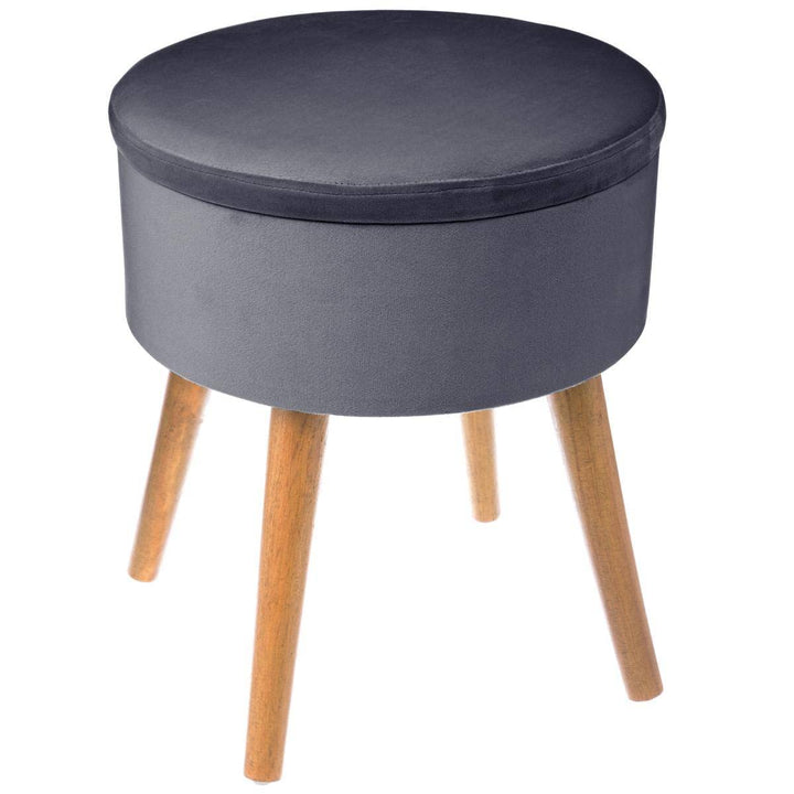 Truhenhocker Tess grau aus Samt - Dunkelgrau - Atmosphera créateur d'intérieur D. 36 x H. 44 cm Einf
