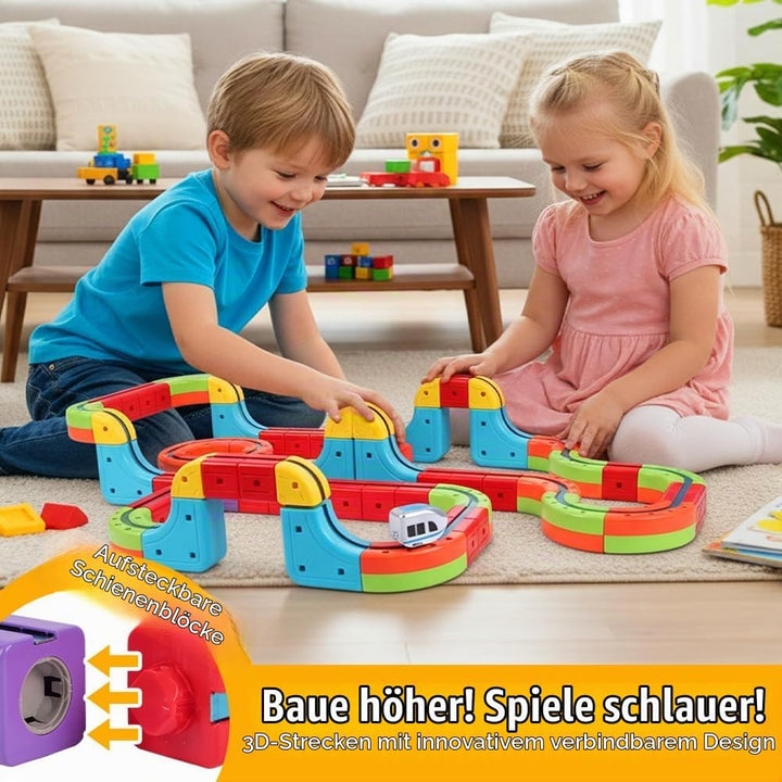 68 Stück Clickrail Electric Train Set, Magisches Schienen WüRfel Zug Set, Cube Track Block Zug mit S