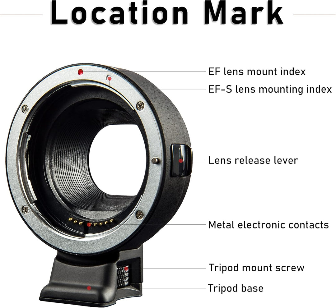VILTROX EF-EOS M-Mount-Kamera-Adapter, Autofokus-Objektiv-Konverter Ring, EF-M Objektivadapter kompa