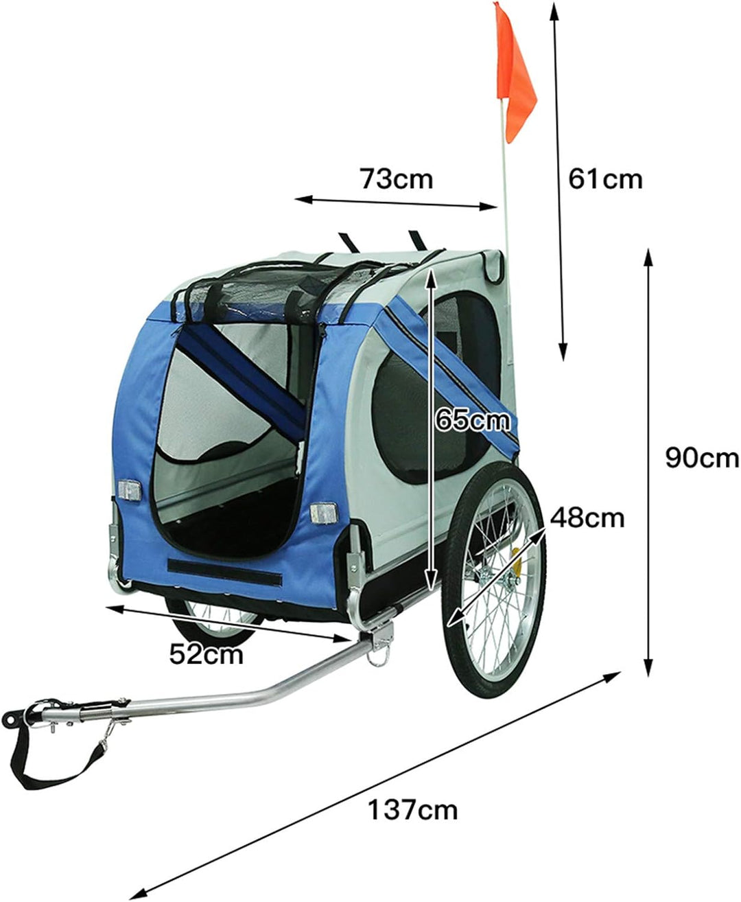 fahrradanhänger Hunde, hundeanhänger, wasserdichtes Oxford-Tuch, maximale Belastung 40 kg, faltbar,