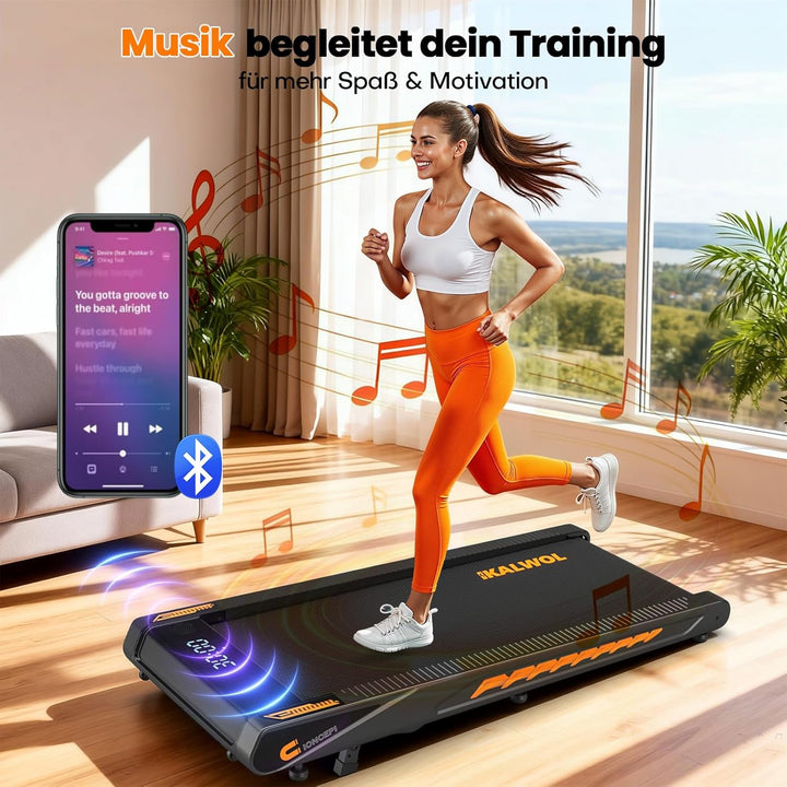 Walking Pad mit Bluetooth Lautsprecher, 4 in 1 10km/h Laufband für Zuhause mit 10% Steigung, 2,75 HP
