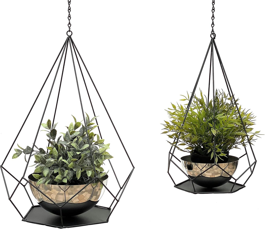 DanDiBo Blumenampel Innen Metall Wand Hängepflanzen 96095 2er Set mit Topf 6 Ecken Pflanzenhänger Bl