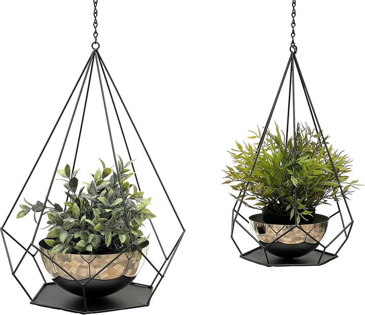 DanDiBo Blumenampel Innen Metall Wand Hängepflanzen 96095 2er Set mit Topf 6 Ecken Pflanzenhänger Bl