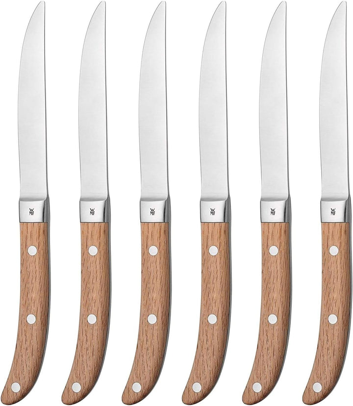 WMF Ranch Steakmesser Set 6-teilig, Spezialklingenstahl geschmiedet, Pizzamesser, Cromargan Edelstah