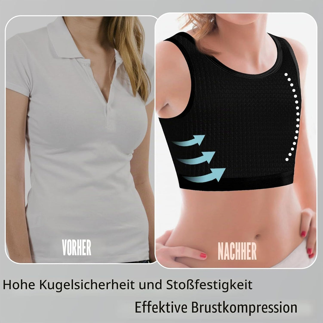 XUJI Transgender FTM Trans Atmungsaktive Halb Brust binder S Schwarz, S Schwarz