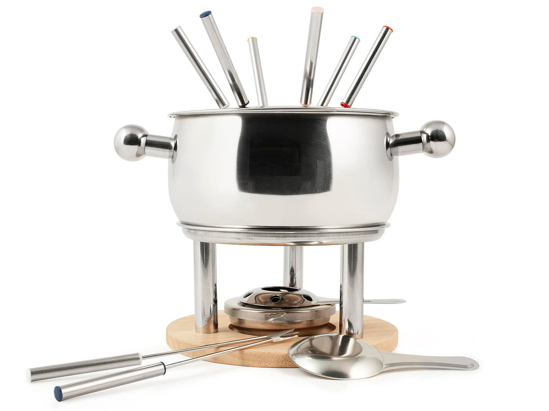 HOME 9830000 Fondue Service 11 Stück für 6 Personen aus Edelstahl 18/10, Bourguignonne, Schokolade,