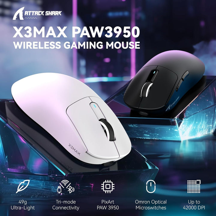 VGN GAMEPOWER x Attack Shark X3MAX PAW3950 Kabellose Gaming-Maus Superlight, 42000DPI, 49g Ultraleic