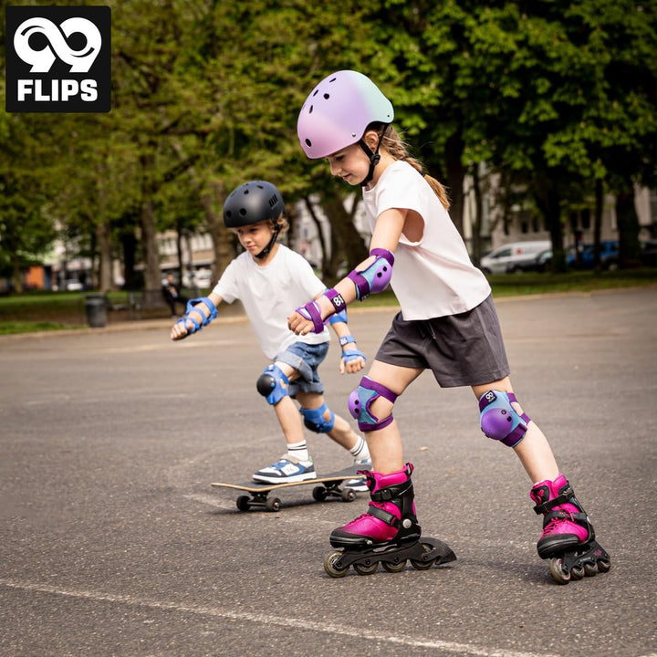99FLIPS Schützer Inliner Kinder Set 3-12 Jahre [6er Set] mit Knieschoner, Ellenbogenschoner und Hand