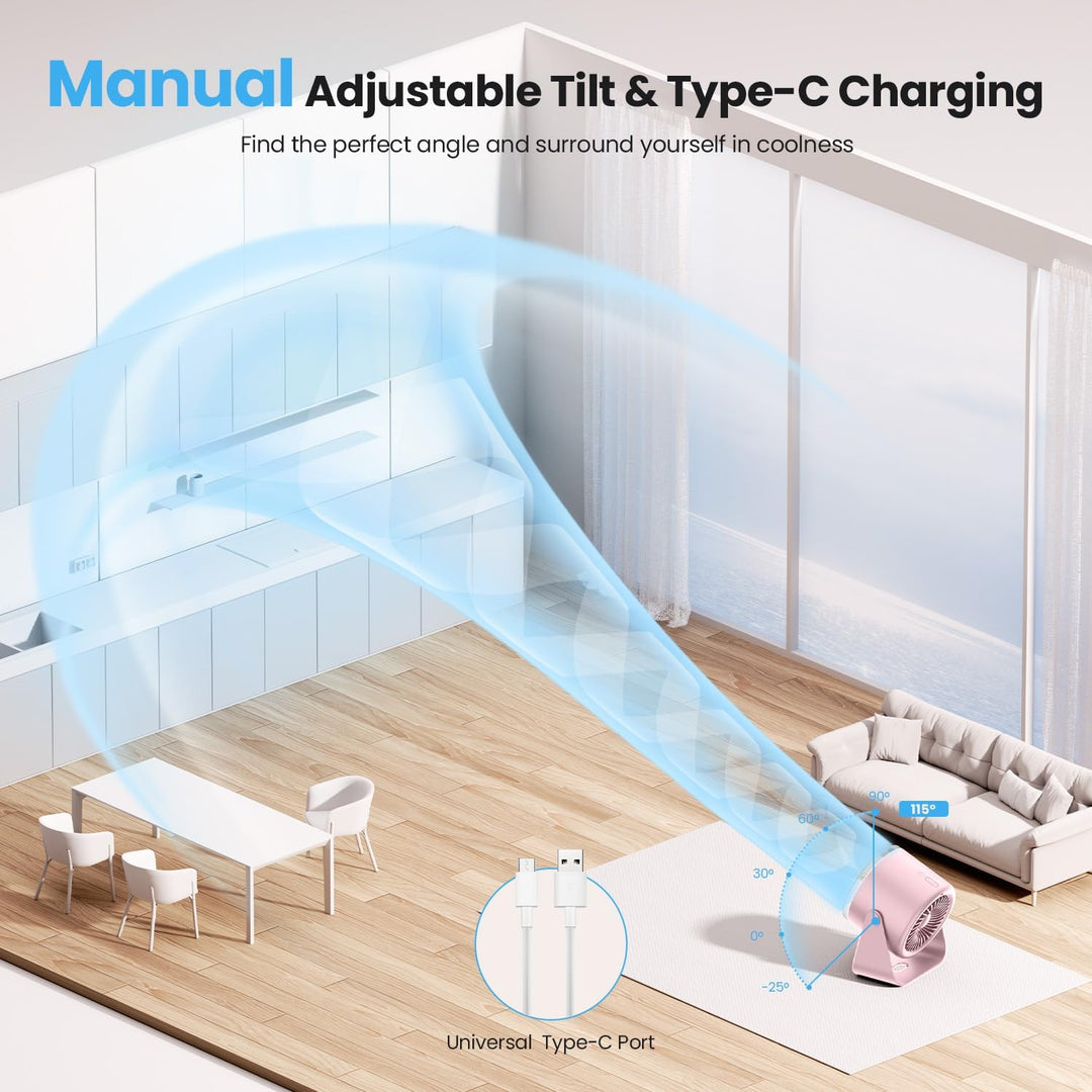 WSKEN Wiederaufladbarer Ventilator Akku - Turbo Digitalanzeige 100 Geschwindigkeit, Matte Tragbarer