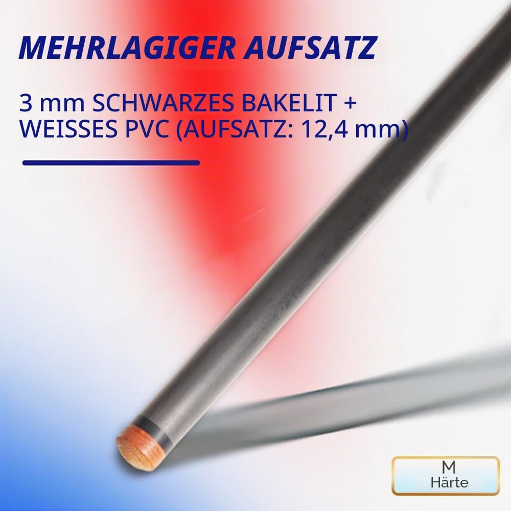 OKHEALING Billardqueue, 58 Zoll, 19 oz, 1/2 Dichtung Carbon Fiber Pool Cube Stick, 12,4 mm (Play Cue