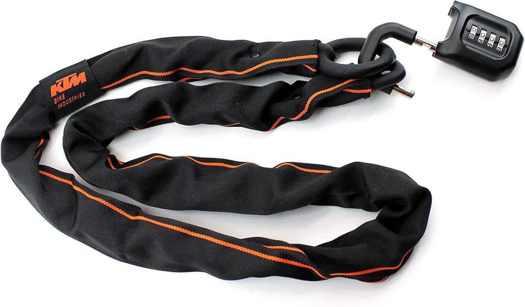 KTM Fahrradschloss Kettenschloss Zahlenschloss Pro U-Lock Chain schwarz/orange Code 1200 mm