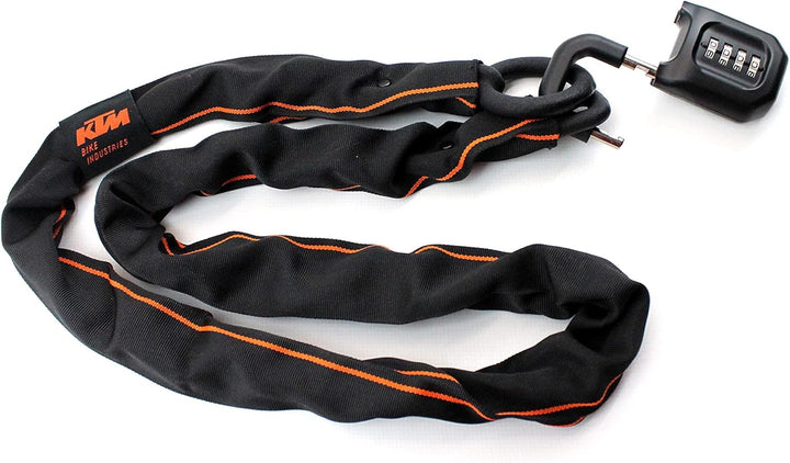 KTM Fahrradschloss Kettenschloss Zahlenschloss Pro U-Lock Chain schwarz/orange Code 1200 mm