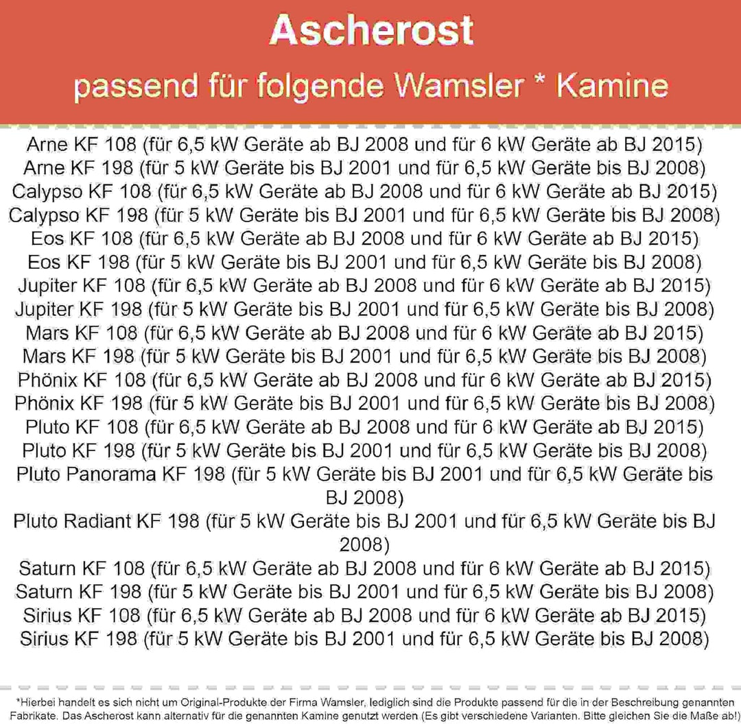 Kaminrost - Passend für Wamsler Kaminöfen inkl. Modellübersicht - Ascherost Kamin aus massivem Stahl