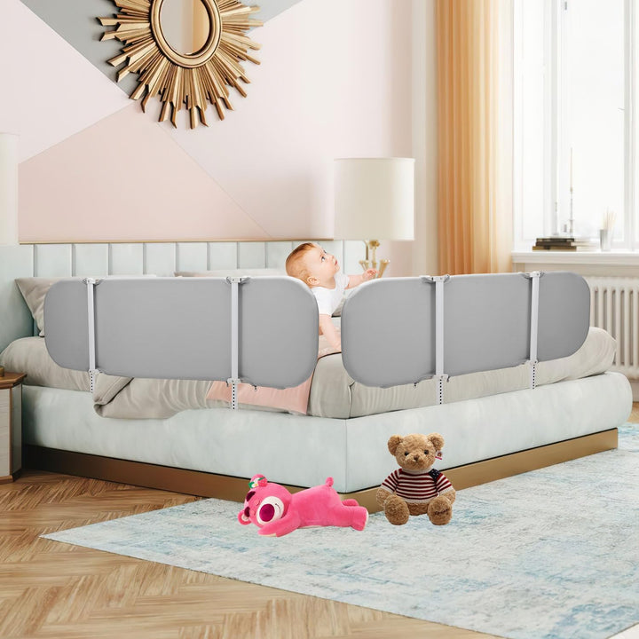 Fiqops 150CM Bettgitter Rausfallschutz,Tragbar Klappbar Bettschutzgitter für Kinder 18 Monaten bis 5