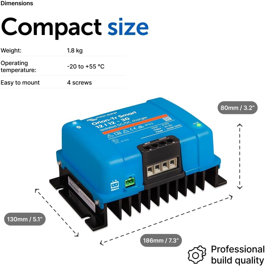Victron Energy Orion-Tr Smart DC-DC Ladebooster (Bluetooth) - 12/12V, 30 Amp, 360-Watt - Batterie La
