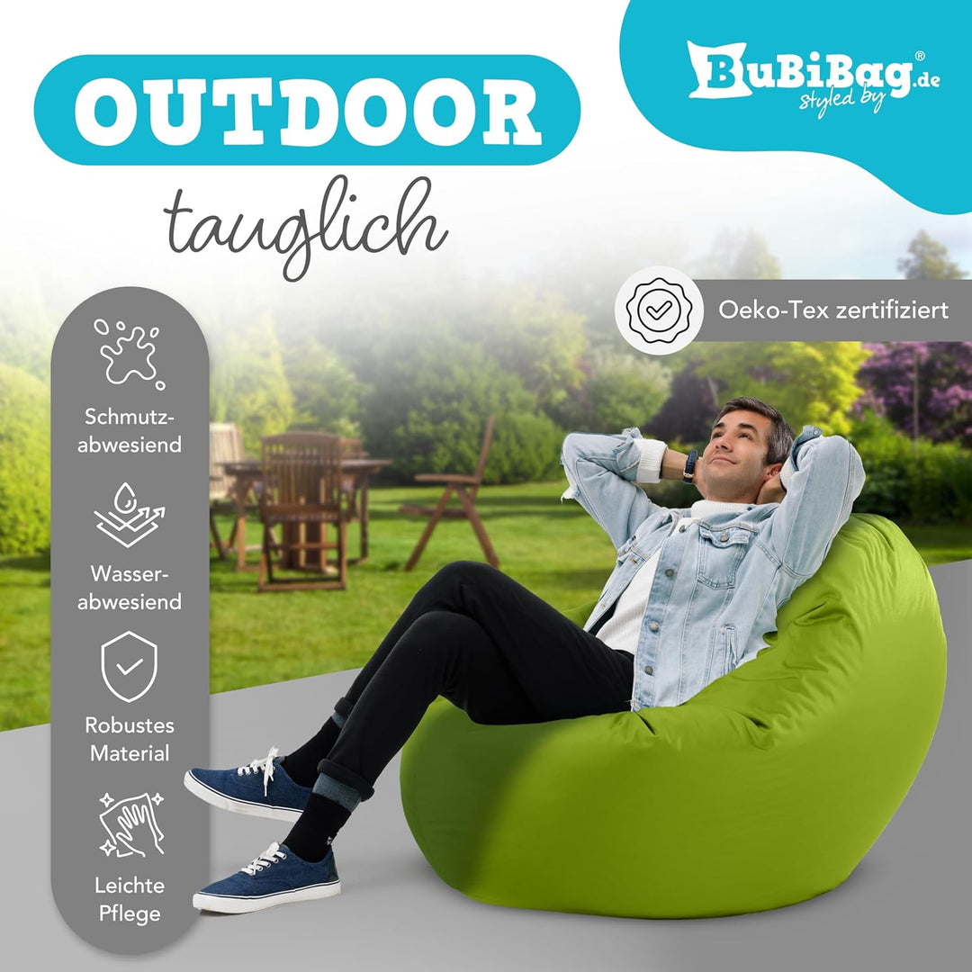 BuBiBag 2in1 Sitzsack L - XXL mit Füllung für Kinder &amp; Erwachsene, Gaming Beanbag &amp; Bodenkissen für