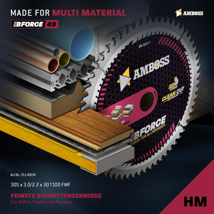 Kreissägeblatt 305x30 Z100 FWF | Amboss Werkzeuge | ideal für Multi - Feinschnitt | Kompatibel mit/E