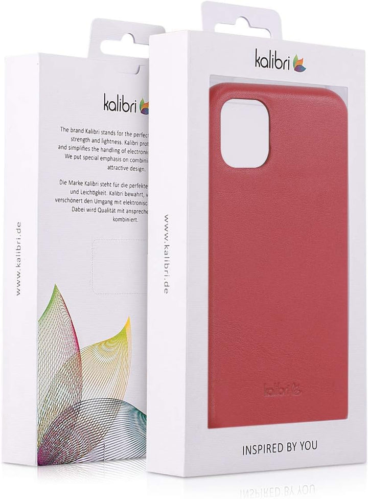 kalibri Schutzhülle kompatibel mit Apple iPhone 11 - Hülle Leder - Hardcover Handy Cover Case Rot, R