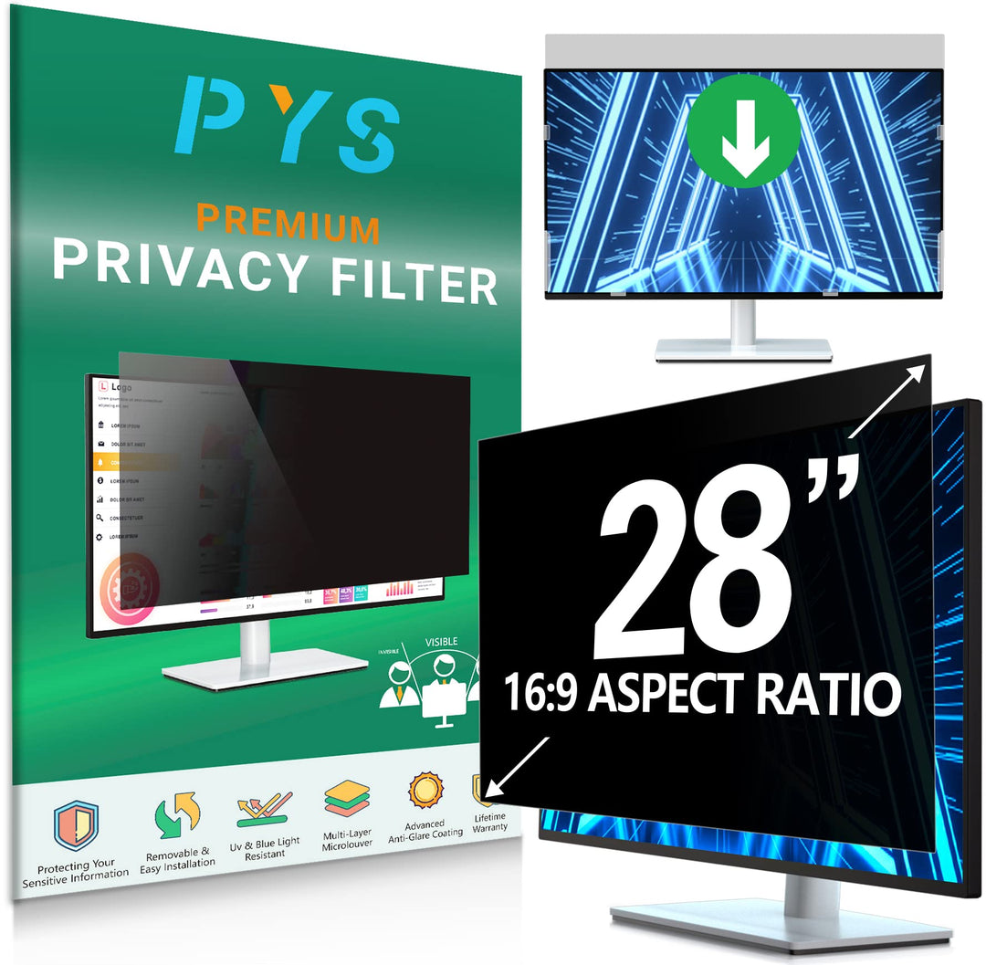 PYS 28" Bildschirm-Datenschutz für Computerbildschirm 16:9 - Einfach zu entfernender Bildschirmfilte