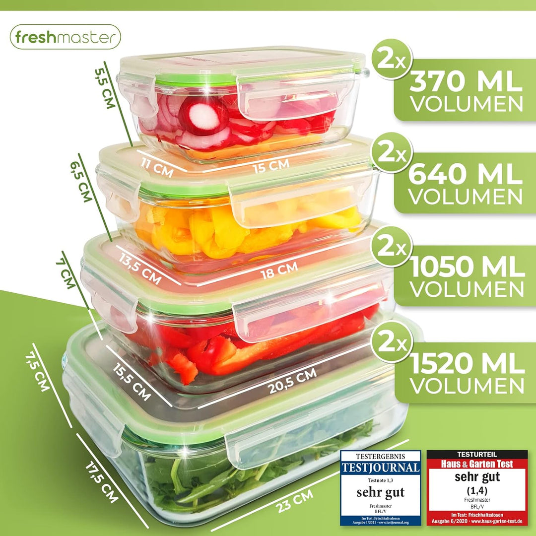 Fresh Master Frischhaltedose Glas Set - Testurteil: SEHR GUT - 100% auslaufsichere + luftdichte Vorr