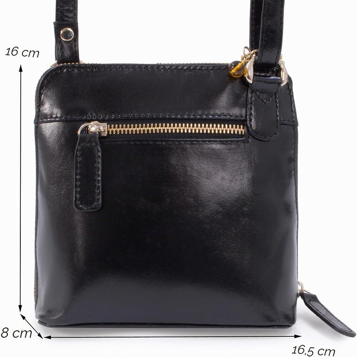 Catwalk Collection Handbags - Leder - Klien Umhängetasche/Schultertasche - LENA S Schwarz Gold, S Sc
