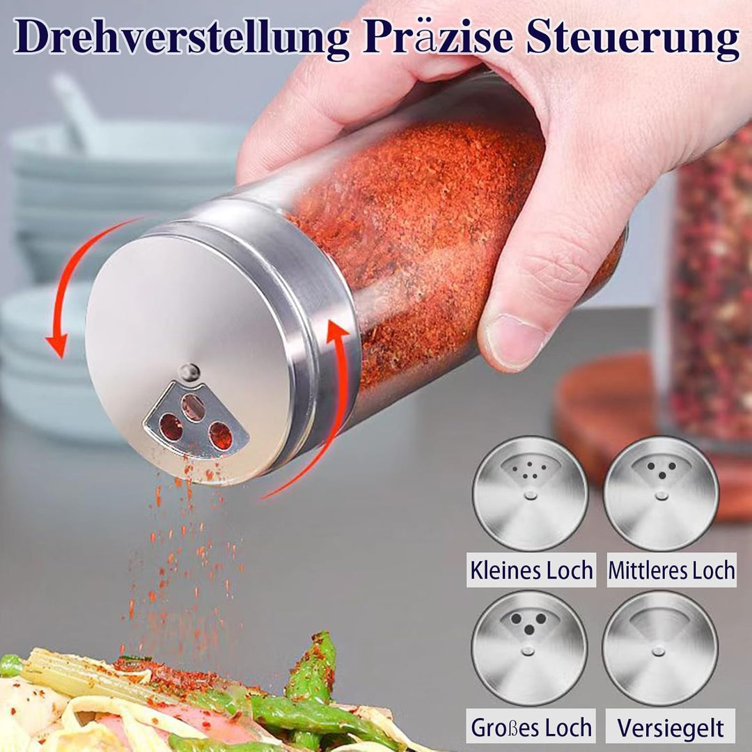 4er Set Salz- und Pfefferstreuer, Salzstreuer und Pfefferstreuer mit verstellbaren Einfülllöchern, P