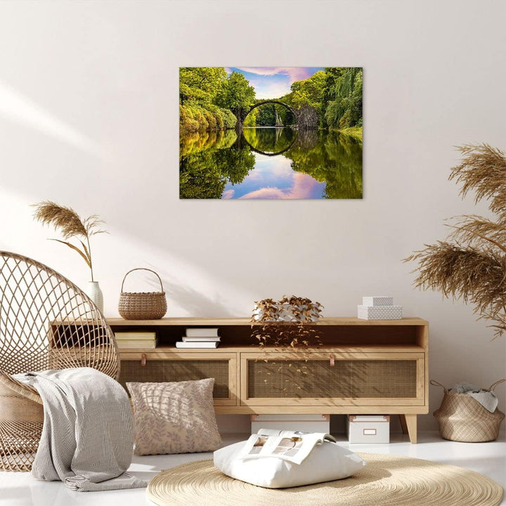Bilder auf Leinwand Park Natur Wasser Leinwandbild mit Rahmen 70x50cm Wandbilder Dekoration Wohnzimm