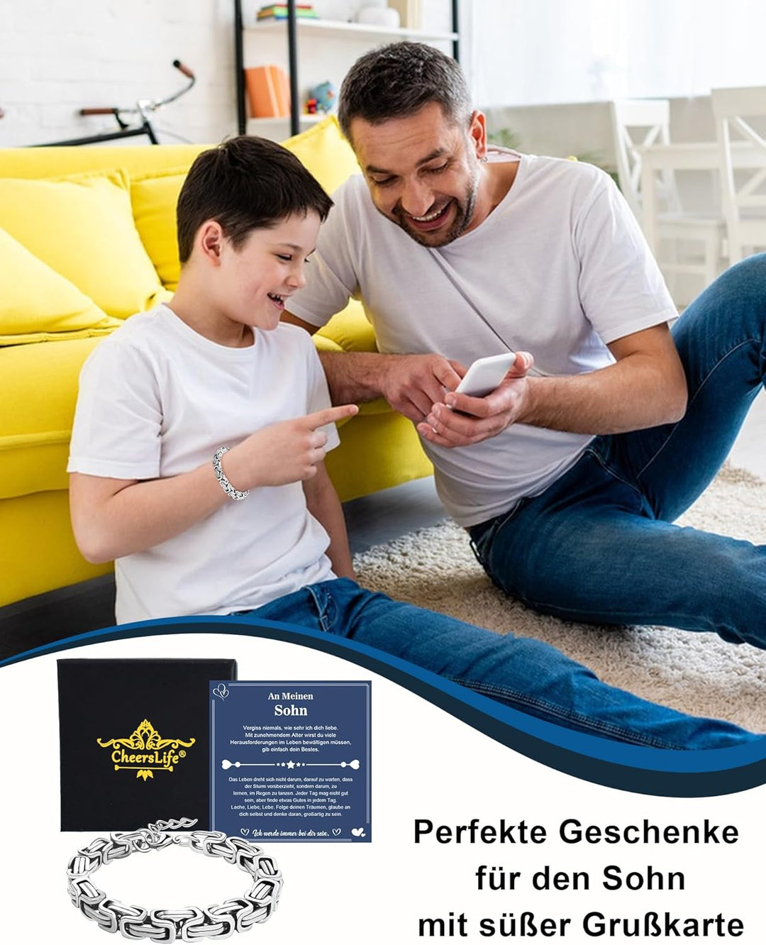 CheersLife Sohn Armband Geschenk von Mama Papa Armband für Meinen Sohn Weihnachten 18. Geburtstag Ju