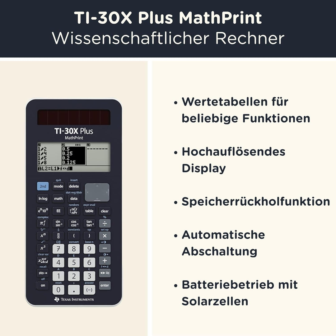 CALCUSO Sparpaket: TI-30X Plus MathPrint technisch-wissenschaftlicher Schulrechner + WYNGS Schutztas