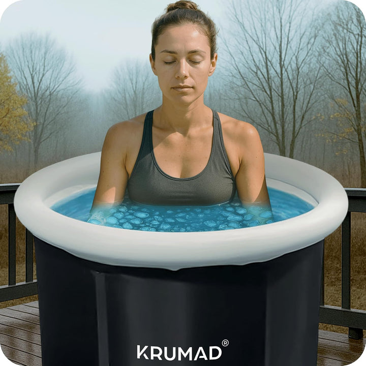 Eistonne 320 L – Faltbare Badewanne Erwachsene – Outdoor Kaltbad Wanne mit Pumpe, Abdeckung, Ventil