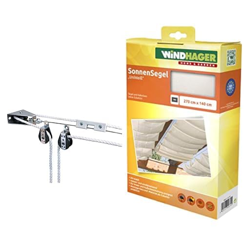 Windhager Montageset Seilzugsystem, Montage-Komplett-Set zum Spannen und Verschieben von Markisen un